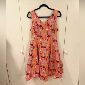 Eva Rose Peachy Umbrella fit and flare pin up dress